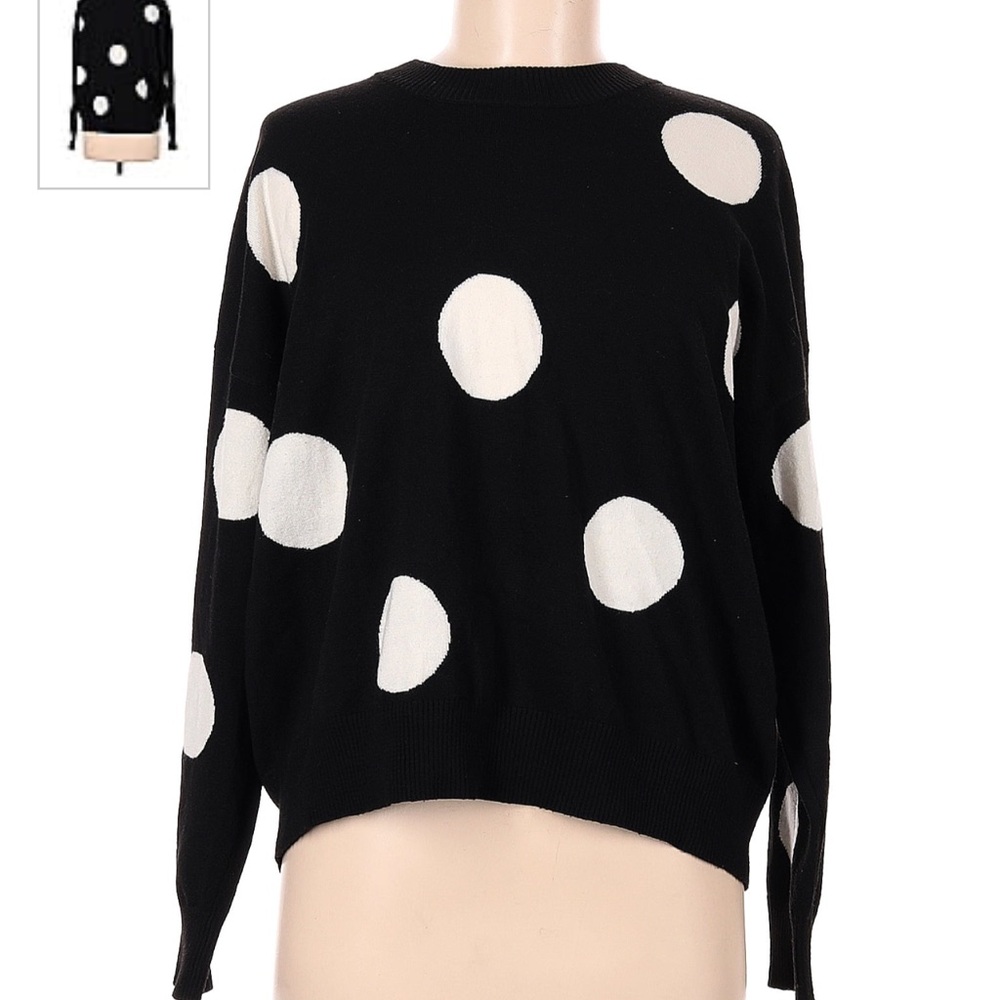Tahari black and white polkadot sweater NWT